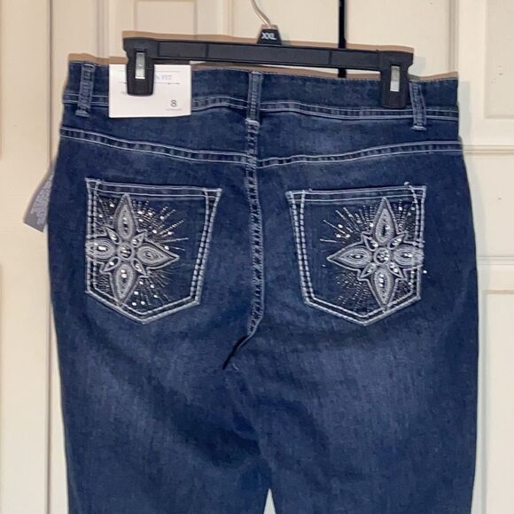 Christopher & Banks Tapered Leg Jeans Sequins 8 - Picture 10 of 16